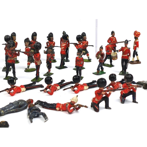 258 - Large collection of mostly Britain's hand painted lead soldiers, including some French examples and ... 