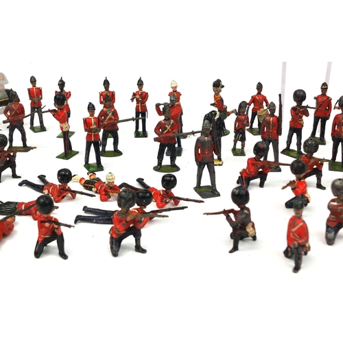 258 - Large collection of mostly Britain's hand painted lead soldiers, including some French examples and ... 