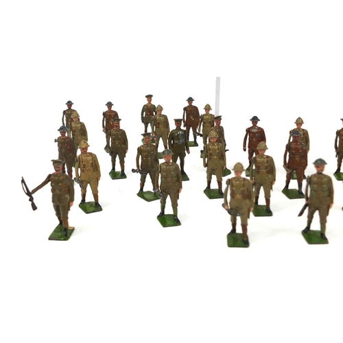 257 - Large collection of mostly Britain's hand painted lead soldiers including drummers, mostly with move... 