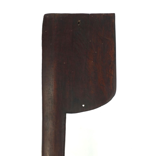 504 - Tribal interest hardwood ceremonial paddle, 102cm long