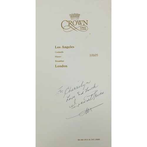 162 - Collection of signed menus from the British Airways including examples signed by Status Quo, Harry S... 