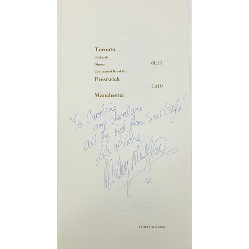 162 - Collection of signed menus from the British Airways including examples signed by Status Quo, Harry S... 