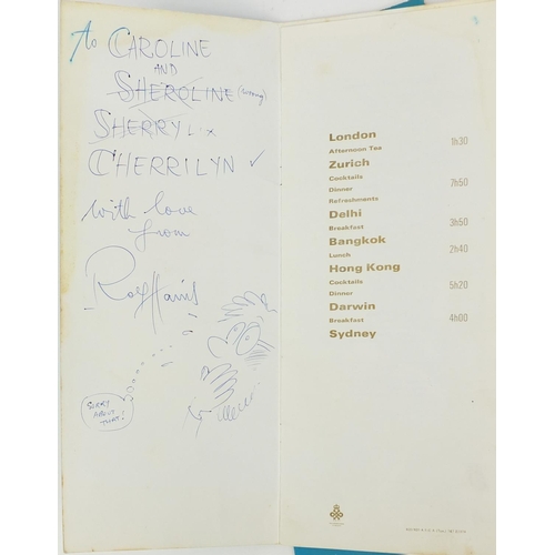 162 - Collection of signed menus from the British Airways including examples signed by Status Quo, Harry S... 