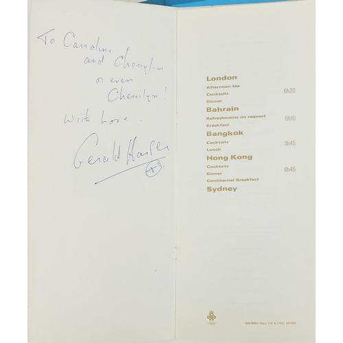 162 - Collection of signed menus from the British Airways including examples signed by Status Quo, Harry S... 