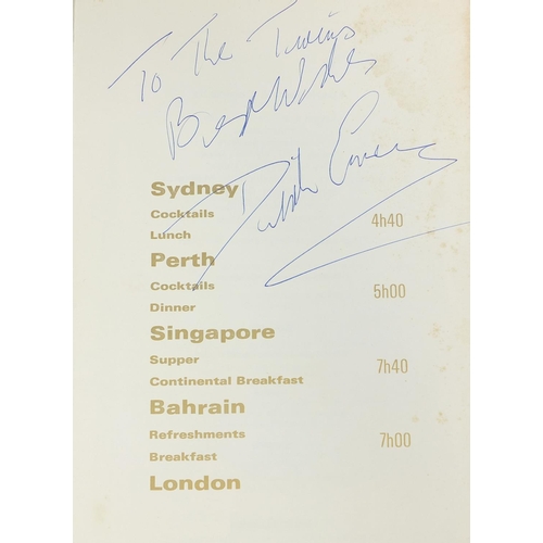 162 - Collection of signed menus from the British Airways including examples signed by Status Quo, Harry S... 