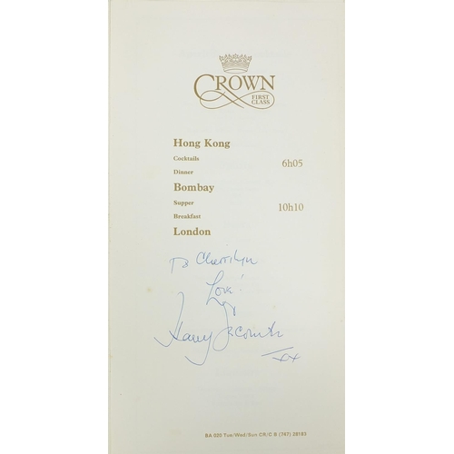 162 - Collection of signed menus from the British Airways including examples signed by Status Quo, Harry S... 