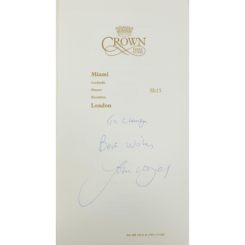 162 - Collection of signed menus from the British Airways including examples signed by Status Quo, Harry S... 