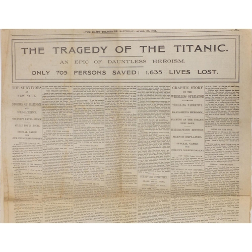 193 - Daily Telegraph dated Saturday April 20th 1912, referring to the tragedy of the Titanic 'An Epic of ... 