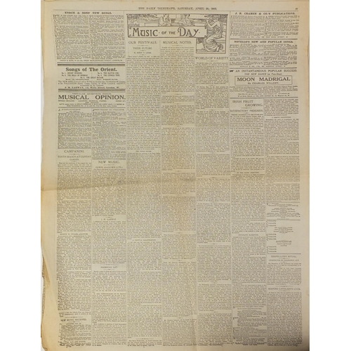 193 - Daily Telegraph dated Saturday April 20th 1912, referring to the tragedy of the Titanic 'An Epic of ... 