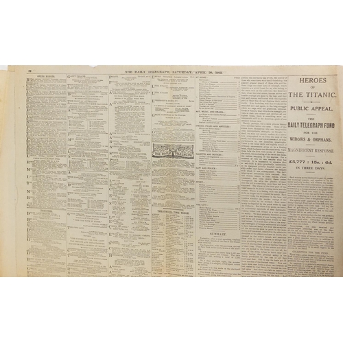 193 - Daily Telegraph dated Saturday April 20th 1912, referring to the tragedy of the Titanic 'An Epic of ... 