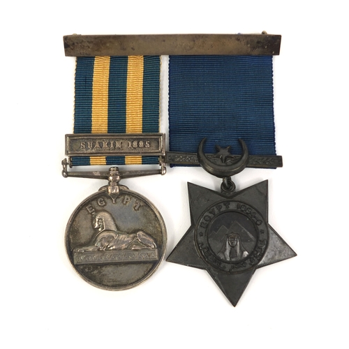 264 - British military interest Victorian medal group comprising the Khedives Star 1884-6 and Egypt medal ... 