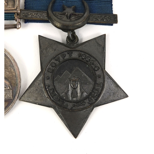 264 - British military interest Victorian medal group comprising the Khedives Star 1884-6 and Egypt medal ... 