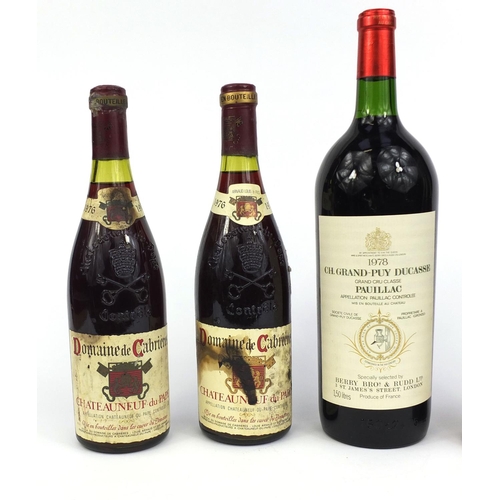 96 - Four bottles of vintage red wine comprising a Magnum bottle of 1978 CH Grande-Puy Ducasse Grande Cre... 
