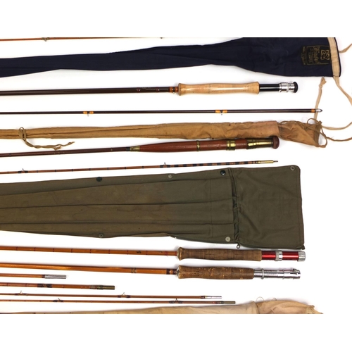 119 - Group of six vintage split cane fishing rods including two Hardy examples and a Sealey Octopus fly r... 