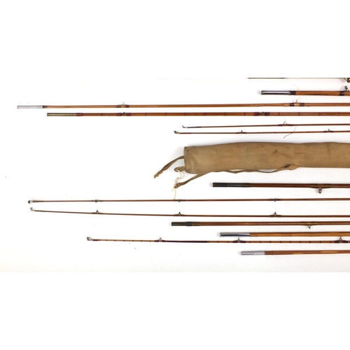 119 - Group of six vintage split cane fishing rods including two Hardy examples and a Sealey Octopus fly r... 