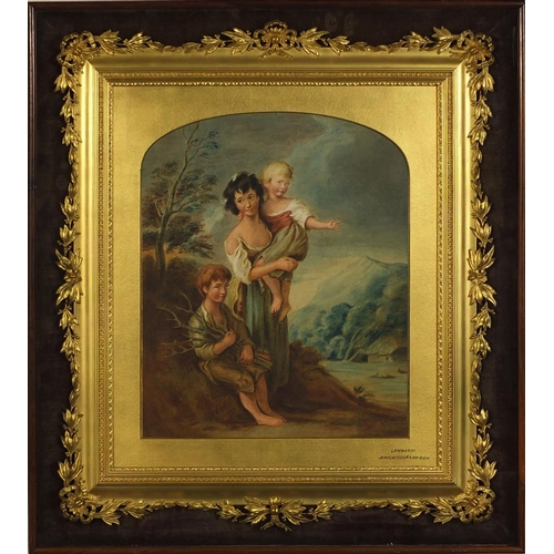 108 - Good 19th century gilt frame with swag and floral decoration, housed in a velvet lined rosewood fram... 