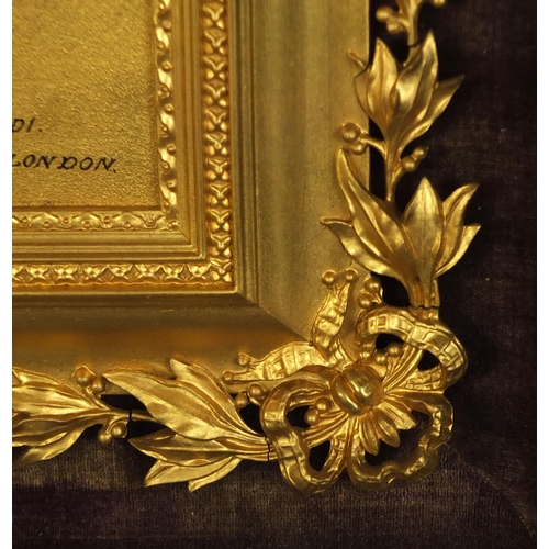 108 - Good 19th century gilt frame with swag and floral decoration, housed in a velvet lined rosewood fram... 