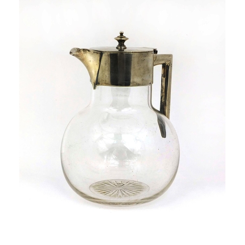 681 - Christopher Dresser style silver mounted and cut glass water jug, C.B.?.P Sheffield 1891, 18cm high