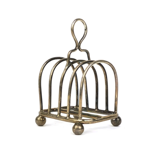 696A - Silver four slice toast rack, M.H & Co Ltd, Sheffield 1905, 11cm high, approximate weight  125.0g