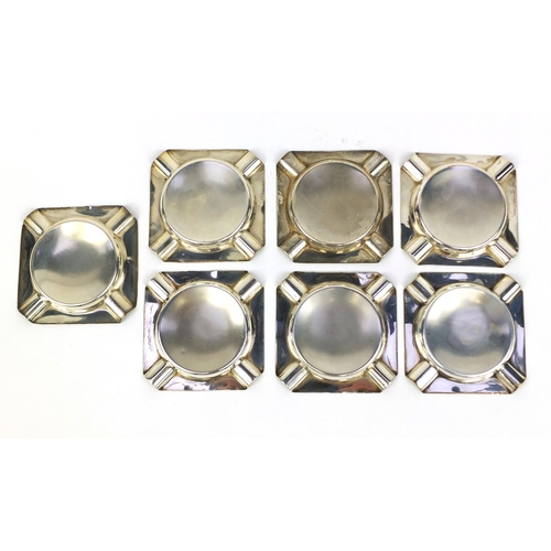 705 - Set of seven square silver ash trays, T & S Birmingham 1932, 7.5cm square, approximate weight 229.8g