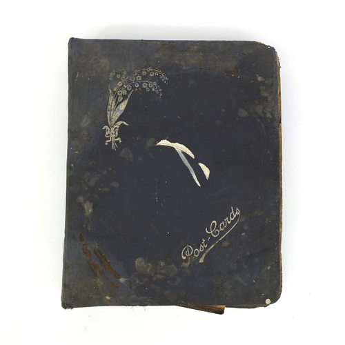 195 - Postcard album containing mostly Military interest postcards, some comical including one of the capt... 