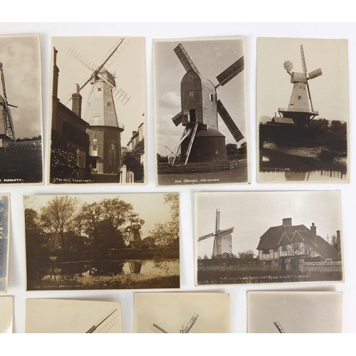 198 - Small group of mostly photographic postcards, each depicting various windmills including Leigh Green... 