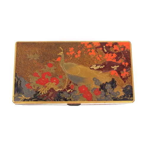 443 - Good quality Japanese lacquer and silver mounted jewellery box with fitted velvet lined interior, th... 