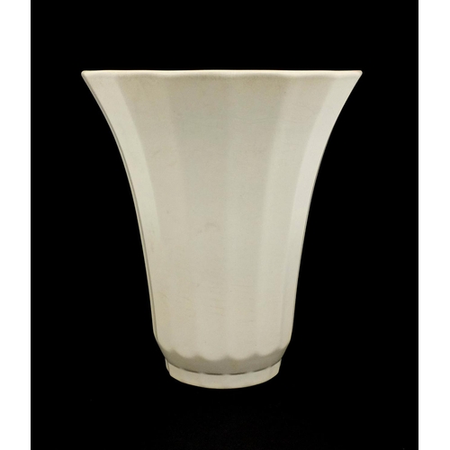 600 - Keith Murray for Wedgwood cream pottery flared vase, factory marks and impressed No. to the base, 18... 