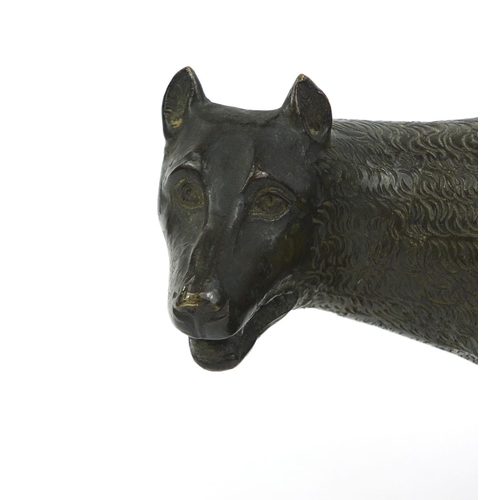 9 - Bronze study of Capitoline the She-Wolf with Romulus and Remus, 14cm high