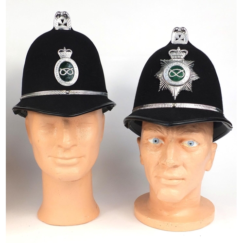 320 - Group of four vintage police Coxcomb helmets, comprising Staffordshire County Police, Staffordshire ... 