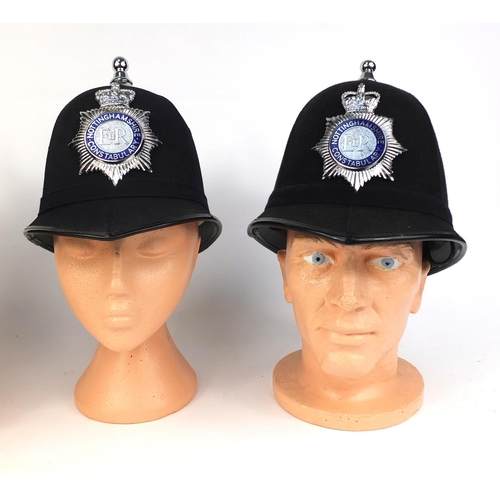 326 - Group of three vintage police Ball top helmets, comprising two Nottinghamshire Constabulary examples... 