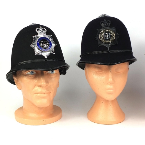 330 - Group of four vintage police Rose top helmets, comprising Gloucestershire Constabulary, Northamptons... 