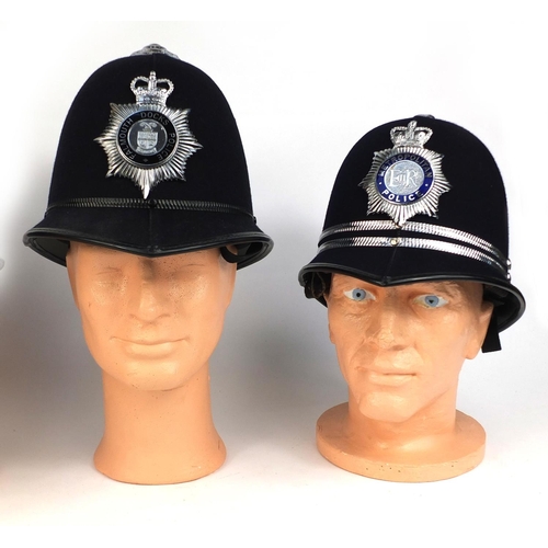 331 - Group of four vintage police Rose top helmets, comprising Falmouth Docks Police, British Transport P... 