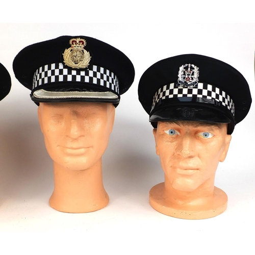 346 - Group of four vintage police Peak caps, comprising LBBD Parks Constabulary, two Hampshire examples a... 