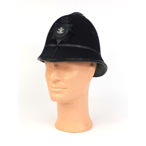 316 - Vintage Flintshire constabulary police Rose top helmet with badge, 19cm high