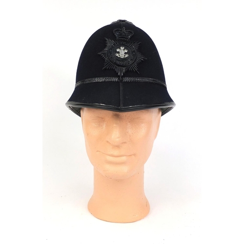 316 - Vintage Flintshire constabulary police Rose top helmet with badge, 19cm high