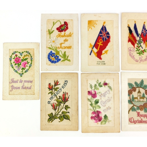 205 - Group of ten Military interest silk embroidered sweetheart postcards including Dear Mother, French a... 