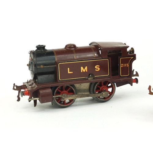 2345 - Group of Hornby O gauge tinplate railway including locomotive LMS 2115 and a Shell tender, the large... 