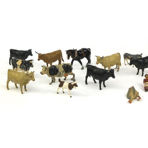 2346 - Group of Britain's led farm animals including farmers, the largest 6cm high