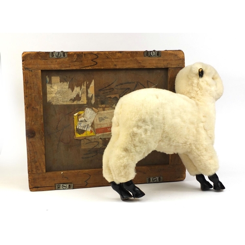 2355A - Large Morlands sheep possibly ex display, together with a Morlands wooden transport case, the sheep ... 