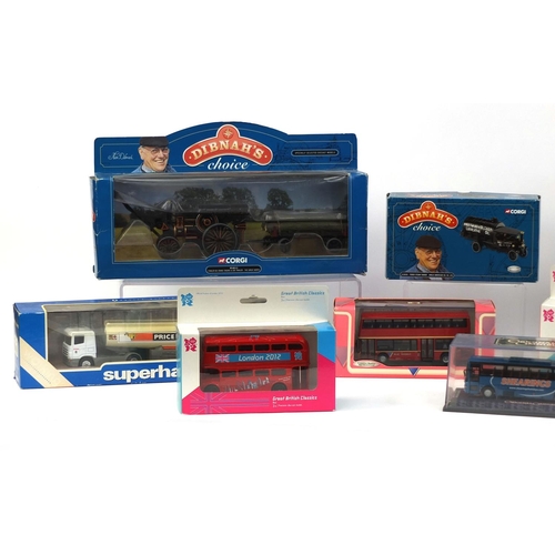 2333 - Group of boxed die cast vehicles including three Corgi Dibnah's Choice steam vehicles and London Oly... 