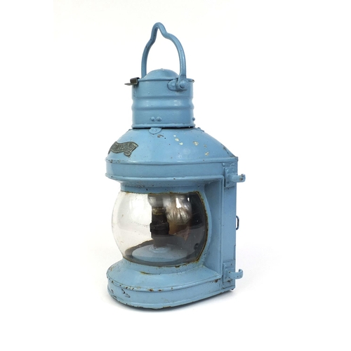 2171 - Vintage mast head painted metal and glass ships lantern, 40cm high excluding the handle