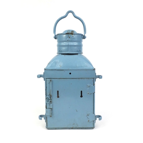 2171 - Vintage mast head painted metal and glass ships lantern, 40cm high excluding the handle