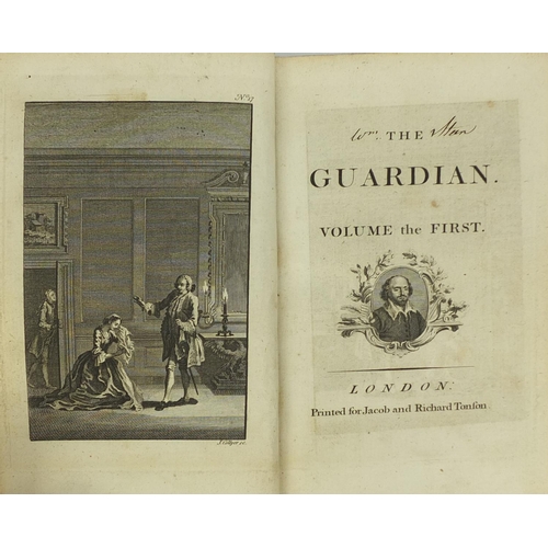 187 - The Guardian by Sir Richard Steel - Two leather bound hardback books, Volume The First and Volume Th... 