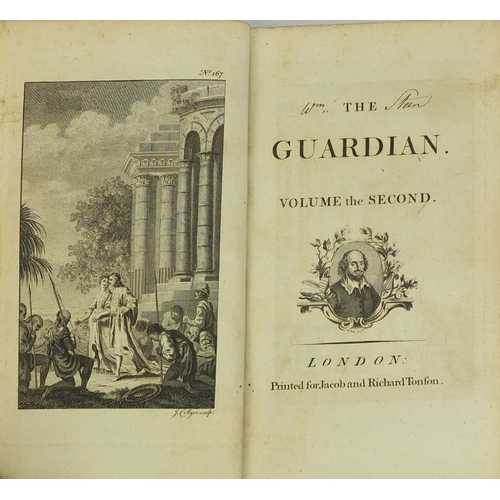 187 - The Guardian by Sir Richard Steel - Two leather bound hardback books, Volume The First and Volume Th... 