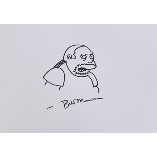 157 - Group of three Simpsons autographed prints together with a sketch of Comic Book Guy, signed by the v... 