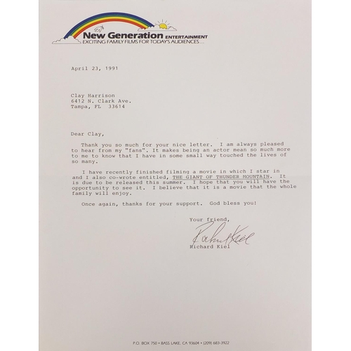 156 - Richard Kiel personal signed letter thanking Clay Harrison for a previous letter, and photograph, pl... 