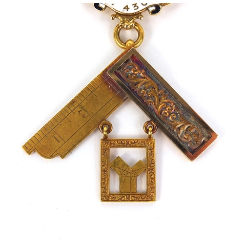 234 - Masonic 15ct gold and enamel Ruislip Lodge jewel, No.4301 awarded to W Bro Reginald Arthur Howes in ... 