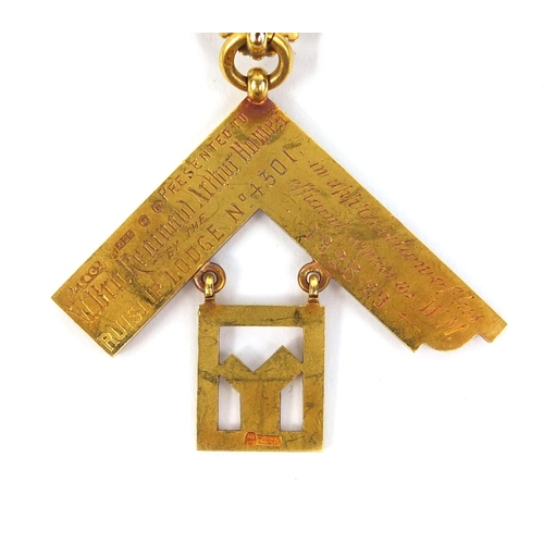 234 - Masonic 15ct gold and enamel Ruislip Lodge jewel, No.4301 awarded to W Bro Reginald Arthur Howes in ... 