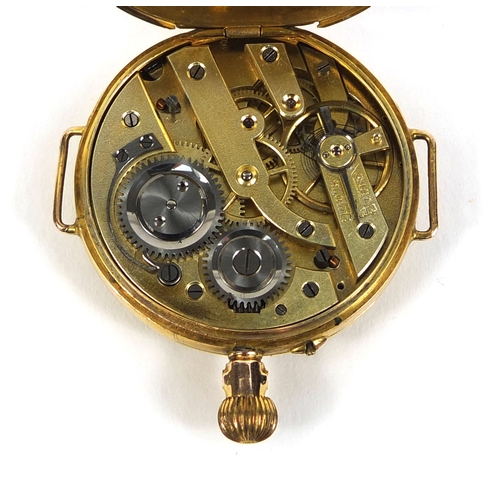 884 - 9ct gold ladies pocket watch with floral chased decoration, 3.5cm in diameter, approximate weight 31... 